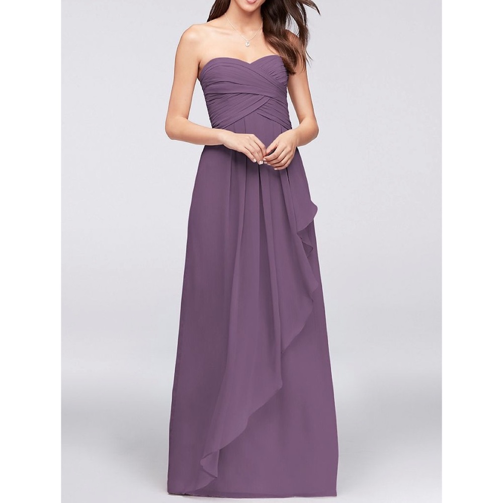 David's Bridal long strapless dress